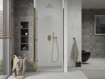 MEXEN - Lima skladacie sprchové dvere 70, číre sklo, zlatý sa stenovým profilom 856-070-000-50-00