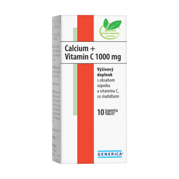 GENERICA Calcium + vitamín C 1000 mg 10 šumivých tabliet