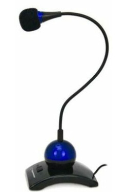 Esperanza EH130B CHAT stolný mikrofón čierno-modrá / s ohybným ramenom / s tlačidlom on a off (MULESPMIK0105)