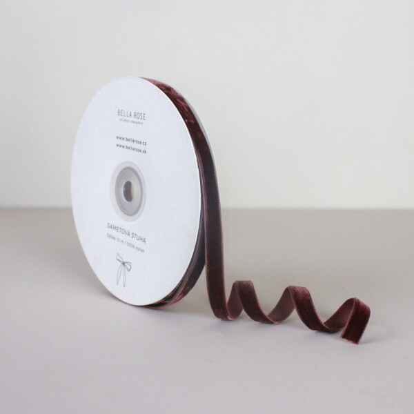 Bella Rose Zamatová stuha 1 cm – Brown (10 m)