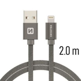 SWISSTEN TEXTILE dátový kábel USB - Lightning 2m šedá (71523302)