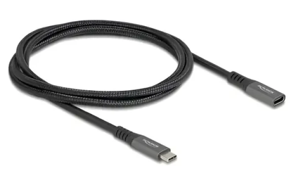 DeLock USB-C 1m čierna / Predlžovací kábel / USB 3.2 Gen 2 10 Gbps / USB-C (M) - USB-C (F) / PD 100W / 4K 60Hz (80022)
