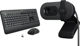 Logitech MK540 Advanced US + Brio 100 sivá / Bezdrôtová sada klávesnice, myši a webkamery / USB