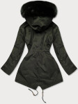 Dámska zimná bunda parka v khaki farbe s kapucňou (b531-11) odstíny zelené XL (42)