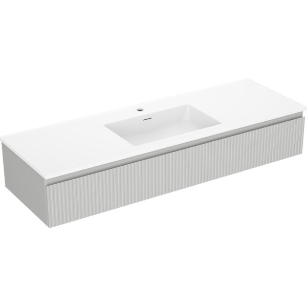MEXEN/S - Rivel kúpeľňová skrinka 140 cm s umývadlom Otis, 1 šuplík, reliéf, šedá mat/biela mat 91A20-14023-1-BF62-W18M01