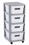 Curver INFINITY Regál so zásuvkami 4x11l šedo-biela (231559)