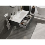 MEXEN/S - Rivel kúpeľňová skrinka 100 cm s umývadlom Vela, 1 šuplík, reliéf, grafit mat/biela mat 91A20-10023-1-BF66-W23M01