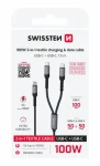 Swissten Nabíjací kábel 2v1 100W 1.5m čierna / 100W / 3x USB-C (M) (72501201)