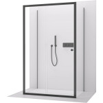 CERANO - Trojstenný sprchovací kút Varone POINT UL/P - 6 mm - čierna matná, transparentné sklo - 100x80x195 - posuvný CER-DY505B-90117
