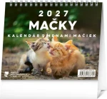 NOTIQUE Stolový kalendár Mačky 2027 / Stolný kalendár / slovenský / s menami mačiek / 16,5 x 13 cm