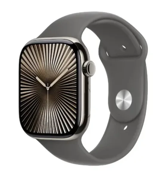 Apple Watch Series 10 GPS+Cellular 42mm Prírodné titánové telo - Skálovo šedý športový remienok (M/L) / 150-200 mm (MWXE3QC/A)