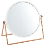 MSV PRETTY kozmetické zväčšovacie zrkadlo biela / plast / medený stojan (3700703944072)