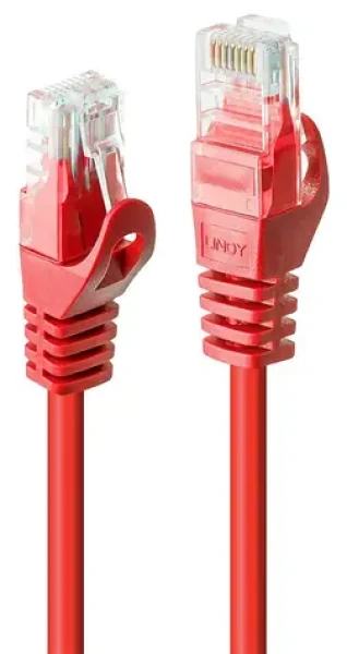 Lindy červená / Patch kábel / Cat 6 U/UTP / RJ45-RJ45 / 3 m (48184)