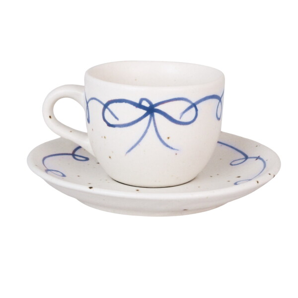 Strömshaga Kameninová šálka s podšálkou Viola Bow Blue