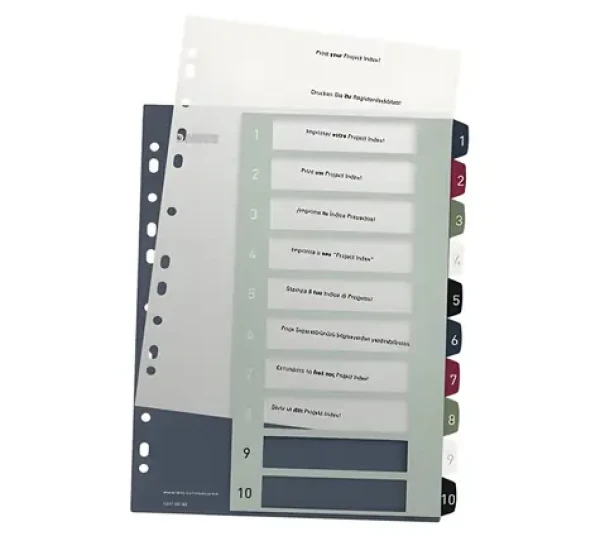 Leitz Style / Register / A4 Maxi / číslice 1-10 / popisovateľný na PC (12370000)