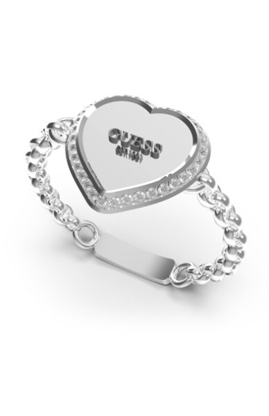 Guess Nápaditý oceľový prsteň so srdiečkom Fine Heart JUBR01429JWRH 52 mm