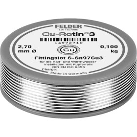 Felder Cu-Rotin® 3 spájkovací cín bez olova cievka Sn97Cu3 0.100 kg 2.7 mm; 14972710