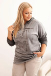 Dámska mikina Plus Size s kapucňou a potlačou, grafitová UNI