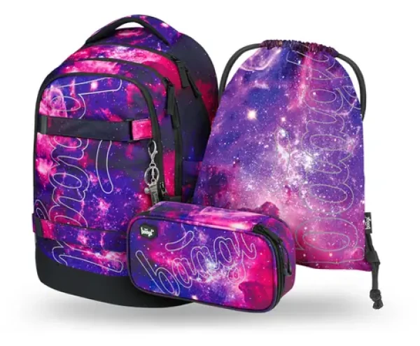 BAAGL SET 3 - Školský set Skate max Galaxy: batoh / peračník / sáčok (A-35009)