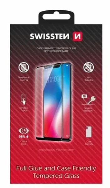 Swissten FULL GLUE COLOR FRAME CASE FRIENDLY sklo pre XIAOMI REDMI NOTE 12 čierna (54501838)