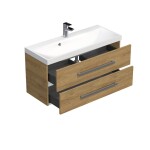 Kúpeľňová skrinka s chrómovými úchytmi a umývadlom SAT Cube Way 100x53x40 cm dub Hickory mat CUBE2100ZDH CUBE2100ZDH