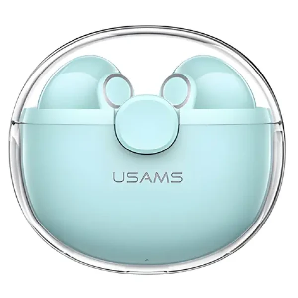USAMS BU12 zelená / Bezdrôtové slúchadlá do uší / Bluetooth 5.1 / TWS / 30 mAh + 300 mAh (BHUBU03)