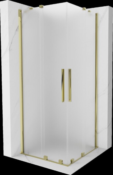 MEXEN/S - Velar Duo sprchovací kút, posuvné dvere 90 x 90, dekor, zlato 871-090-090-32-50