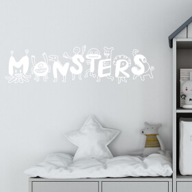 Veselá Stena Samolepka Monsters Farba: bílá, Veľkosť: 40 x 11 cm