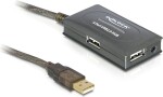 DeLock Aktívny predlžovací kábel USB 2.0 A (M) - 4X USB 2.0 A (F) 10m čierna (82748)