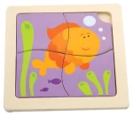 VIGA Drevené puzzle Rybka 4 dieliky