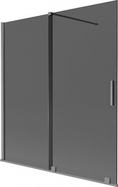 MEXEN/S - Velár dvojkrídlová posuvná vaňová zástena 150 x 150, grafit, grafit metal 896-150-000-41-95