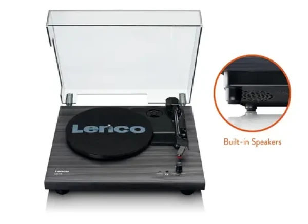 Lenco LS-10 čierna / Gramofón / 33 amp; 45 RPM / RCA / 3.5 mm jack / predzosilňovač / repro (LS10BK)