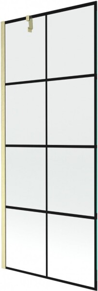 MEXEN/S - Next vaňová zástena FIX 80 x 150, čierna vzor, zlatá kartáčovaná 895-080-000-00-77-55