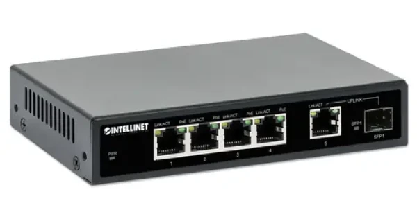 Intellinet 5- Port Gigabit PoE+ Switch 91W / Switch / 5- Port / 1000 Mbps / 1x SFP (561822)