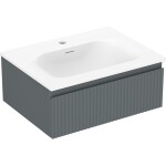 MEXEN/S - Rivel kúpeľňová skrinka 60 cm s umývadlom Vela, 1 šuplík, reliéf, grafit mat/biela mat 91A20-06023-1-BF66-W23M01