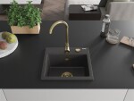 MEXEN/S MEXEN/S - Milo granitový drez 1 435 x 410 mm, čierna kropenatá, + zlatý sifón 6505441000-76-G