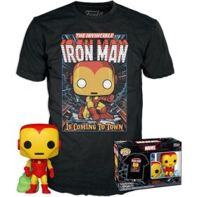 Funko POP! & Tee: Marvel- Holiday Iron Man (GITD) S