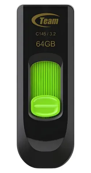 Team Group C145 64GB čierno-zelený / Flash disk / USB-A 3.2 Gen 1 / čítanie až 100 MB/s (TC145364GG01)