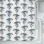 SPIRELLA Sprchový záves NATURE Design biely / motív kvetín / 180 x 200 cm / polyester