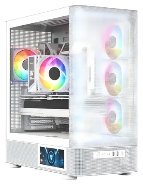 Modecom Volcano AQ400 ARGB biela / Skriňa / ATX / tvrdené sklo / ARGB podsvietenie / 1x USB-C 3.2 / 2x USB 3.0 (MC-A-AQ400-4FA-W)