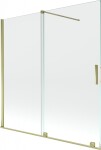 MEXEN/S - Velar Dvojkrídlová posuvná vaňová zástena 160 x 150, transparent, zlatá 896-160-000-01-50