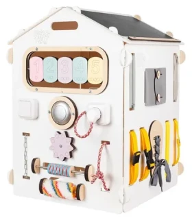 BUSYKIDS Activity board Domček pastelovo biely
