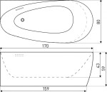KERRA - Vaňa voľne stojaca LUCY 170 (biela) 5907548114594