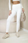 Dámske rebrované legíny s vysokým pásom ecru UNI