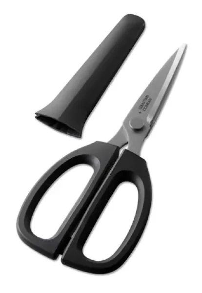 KAI DIRK čierna / Kuchynské nožnice / 21 cm / dĺžka strihu 8 cm / ochranná krytka (BP-0023)