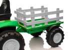 Mamido Mamido Detský elektrický traktor s vlečkou 12V 7Ah EVA kolesá ECO koža zelený