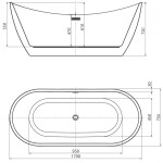 MEXEN/S - Lotos voľne stojaca vaňa 170 x 75, biela/čierna, sifón a prepad biela 52051707775-20