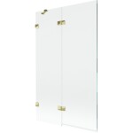 MEXEN/S - Lunar vaňová zástena 2-krídlová ľavá 110 x 150, transparent, zlatá 897-110-100-50-00-L