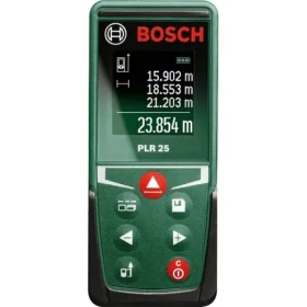 BOSCH PLR 25 / Digitálny laserový diaľkomer / rozsah až 25 m / Presnosť: +- 2 mm / 2 x 1,5-V-LR03 (AAA) (603672521)