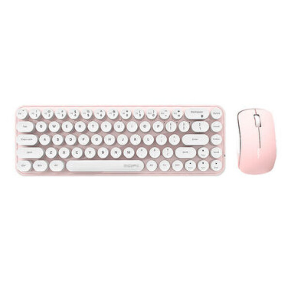 MOFII Bean 2.4G bielo-ružová / Set bezdrôtovej klávesnice + myši / US layout / 2.4Ghz USB dongle / 1200DPI (SMK-676367A WP)